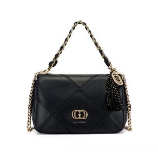 La Carrie YLBG605 Black Quilted Chain Top Handle Bag