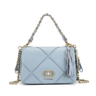 La Carrie LYBZ281 Light Blue Quilted Chain Top Handle Bag